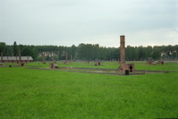 Chimneys of Former Barracks at Birkenau