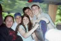 Anna, Rebecca, Lia, Nathan, Ari on Bus
