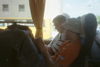 Steven and Nimrod on Bus during T'fillah Goals