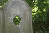 Close-up of Defaced Grave at Lublin Cemetary