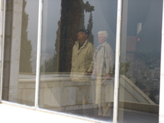 Two people inside the Beit Knesset after we went outside