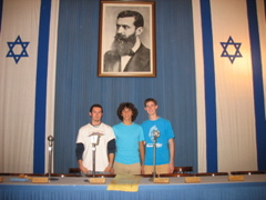 Britt, Lev, Elan climb up to the Independance table...