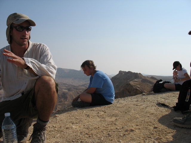 Yonatan talks, while Tani and Emily contemplate nature