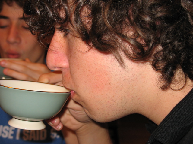 Nathan and Aaron consume peach Tea