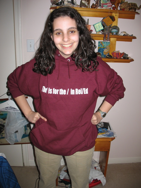 Shosh's sweatshirt display: I
