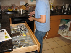 Daniel puts things away