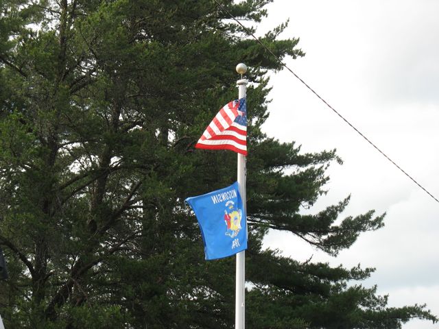 Wisconsin and American flags
