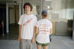 Nathan and Jordana pose with Norman's Shirts