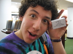 Daniel holds "Large Kneaded Putty Rubber" in Harrod's