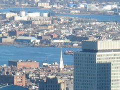 The Old North Church (white steeple) where Paul Revere hung the lanterns