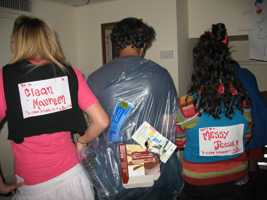 The backs of the trio.