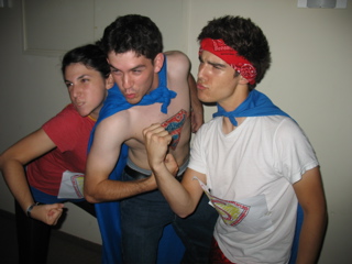 Corinne, Mike, Joey, are the three supermen