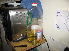 That 3-liter bottle of oil was full before we began.