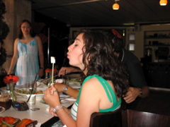 Reva blows out the fire