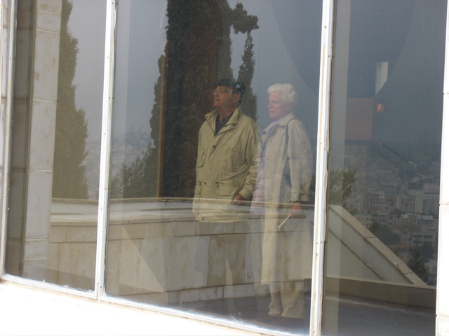 Two people inside the Beit Knesset after we went outside