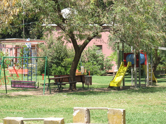 Random playground between caravans and dining room
