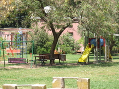 Random playground between caravans and dining room