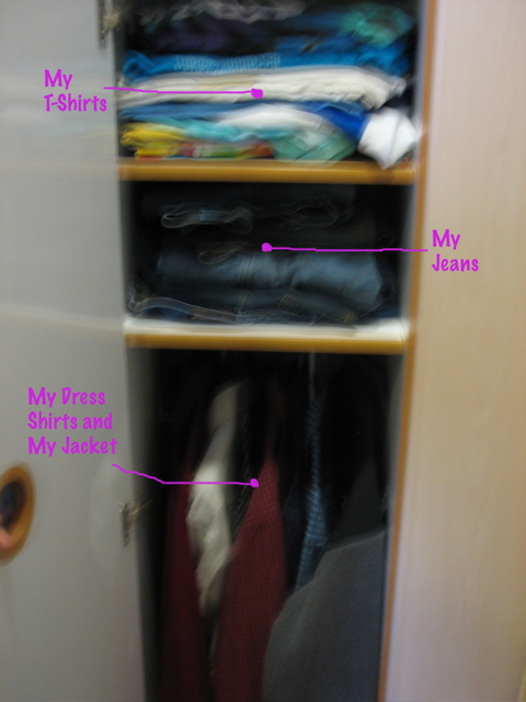 My lower shelves, with explanation