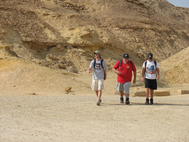 Matan, Andy, and Tani hiking