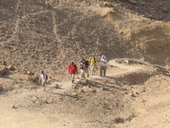 Aviva, Andy, Matan, Yael, Mike, David all hiking on the blue-trail