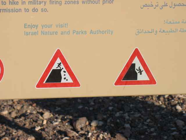 Falling rock and falling person signs