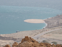 Mud pouring into the Dead Sea