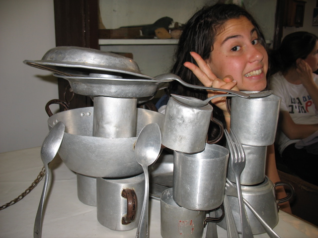 Sarah behind the kitchen fort