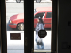 A woman with a purse