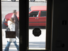 A man with glasses, a woman with a very thick coat