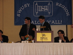 Brian grabs his gift and runs